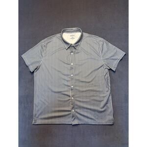 Cremieux Polyester Short Sleeve Button Up Mens XL Blue/Orange Pattern